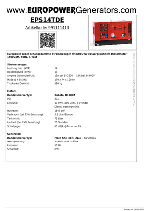 Dizelski generatori Europower EPS14TDE (MA)