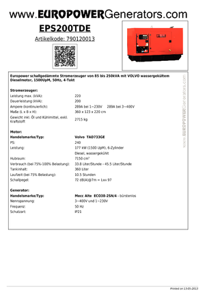 Dizelski generatori Europower EPS200TDE (MA)