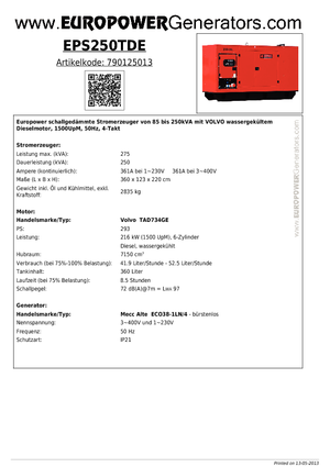 Dizelski generatori Europower EPS250TDE (MA)