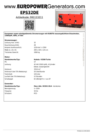Dizelski generatori Europower EPS 32 DE (MA)