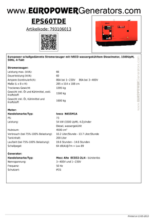 Dizelski generatori Europower EPS60TDE (MA)