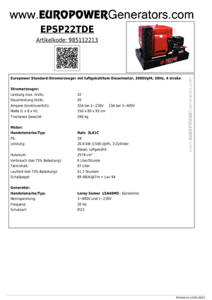 Dizelski generatori Europower EPSP 22 TDE (LS)