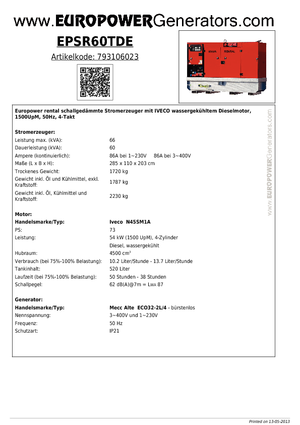 Dizelski generatori Europower EPSR60TDE (MA)
