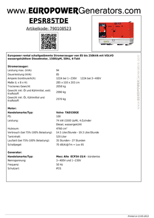 Dizelski generatori Europower EPSR85TDE (MA)