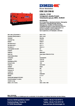 Dizelski generatori Endress ESE 220 DW-B