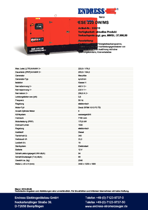 Dizelski generatori Endress ESE 220 DW-MS