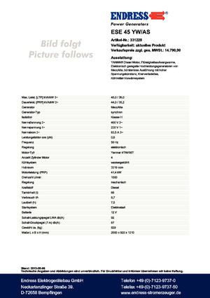 Dizelski generatori Endress ESE 45 YW/AS 