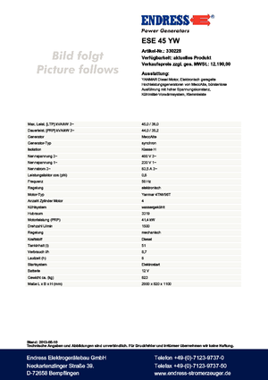 Dizelski generatori Endress ESE 45 YW 