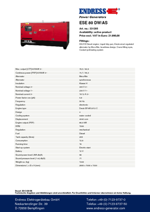 Dizelski generatori Endress ESE 80 DW-AS