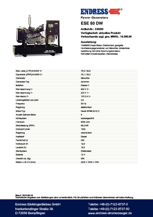 Dizelski generatori Endress ESE 80 DW