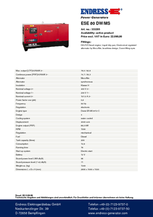 Dizelski generatori Endress ESE 80 DW-MS