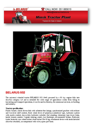 4WD traktori Belarus 952
