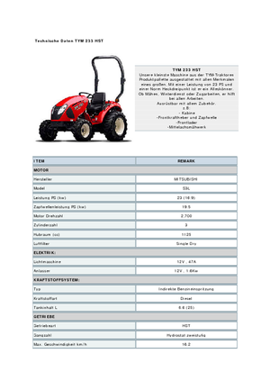 4WD traktori TYM T233