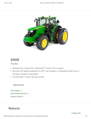 4WD traktori John Deere 6190 R