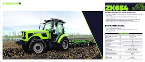 4WD traktori Zoomlion ZK654