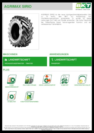 Poljoprivredne gume BKT AGRIMAX SIRIO 540/65 R 38