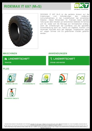 Poljoprivredne gume BKT RIDEMAX IT 697 M+S 600/70 R30