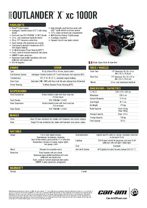 Terenska vozila (ATV) i četverocikli can-am OUTLANDER 1000RX XC 