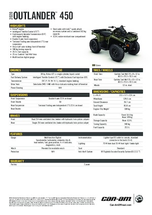 Terenska vozila (ATV) i četverocikli can-am OUTLANDER 450 