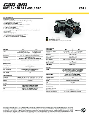 Terenska vozila (ATV) i četverocikli can-am OUTLANDER 450 DPS 