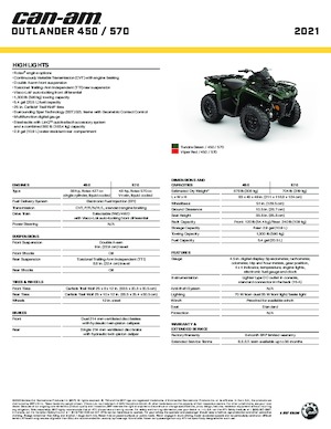 Terenska vozila (ATV) i četverocikli can-am OUTLANDER 450 