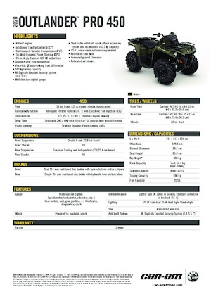 Terenska vozila (ATV) i četverocikli can-am OUTLANDER XU 450