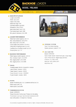 Rovokopači-utovarivači PowerPlus PBL400S