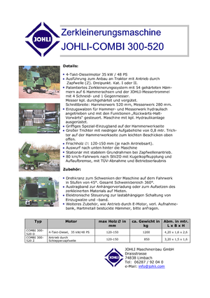 Sjekači drva Johli Combi 300 - 520 D