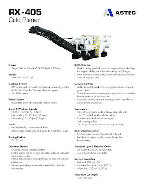 Strojevi za hladno mljevenje Astec Roadtec RX-405