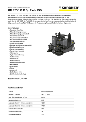 Kompaktni strojevi za čišćenje Kärcher KM 120/150 R Bp Pack 2 SB