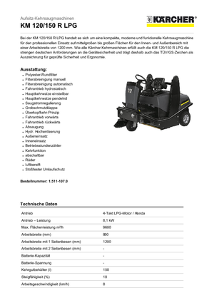 Kompaktni strojevi za čišćenje Kärcher KM 120/150 R Lpg