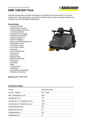 Kompaktni strojevi za čišćenje Kärcher KMR 1250 BAT Pack