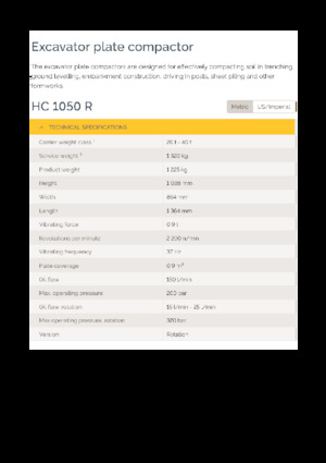 Kompaktori za hidraulične bagere Epiroc HC 1050 R 