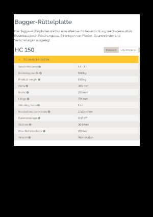 Kompaktori za hidraulične bagere Epiroc HC 150 