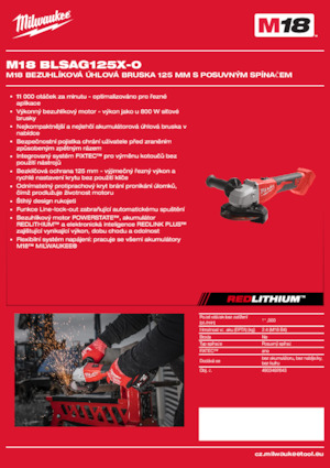 Akumulatorske kutne brusilice Milwaukee M18 BLSAG125X-0
