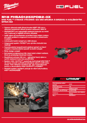 Akumulatorske kutne brusilice Milwaukee M18 FHSAG125XPDB2-0X