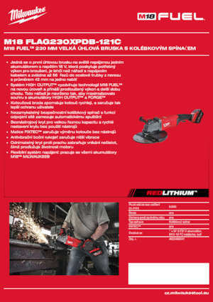 Akumulatorske kutne brusilice Milwaukee M18 FLAG230XPDB-121C