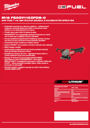 Akumulatorske kutne brusilice Milwaukee M18 FSAGV115XPDB-0