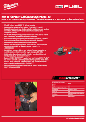 Akumulatorske kutne brusilice Milwaukee M18 ONEFLAG230XPDB-0
