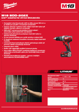 Akumulatorske bušilice i odvijači Milwaukee M18 BDD-202X