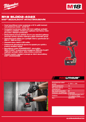 Akumulatorske bušilice i odvijači Milwaukee M18 BLDD2-402X