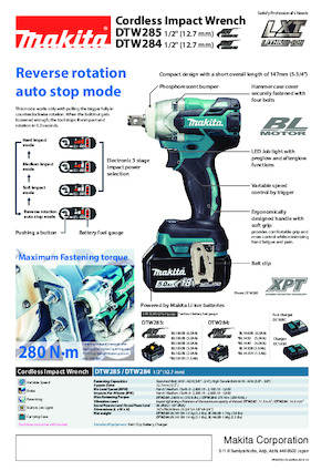 Akumulatorski udarni izvijači i ključevi Makita DTW285 
