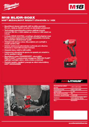Akumulatorski udarni izvijači i ključevi Milwaukee M18 BLIDR-502X