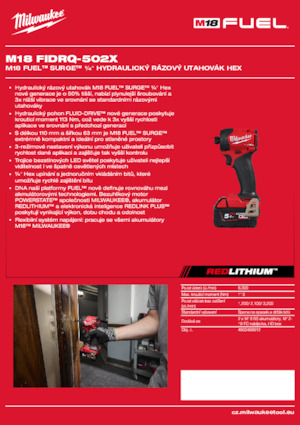 Akumulatorski udarni izvijači i ključevi Milwaukee M18 FIDRQ-502X