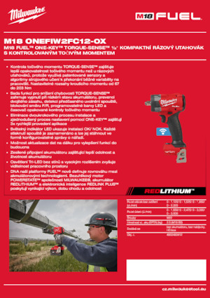 Akumulatorski udarni izvijači i ključevi Milwaukee M18 ONEFIW2FC12-0X