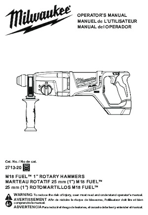 Akumulatorski rotacijski čekići SDS Milwaukee 2713-20