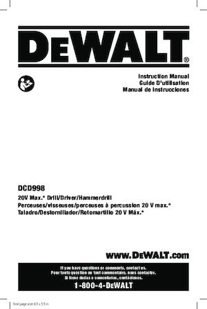 Akumulatorski rotacijski čekići SDS DEWALT DCD998B