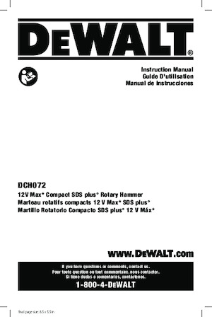 Akumulatorski rotacijski čekići SDS DEWALT DCH072B