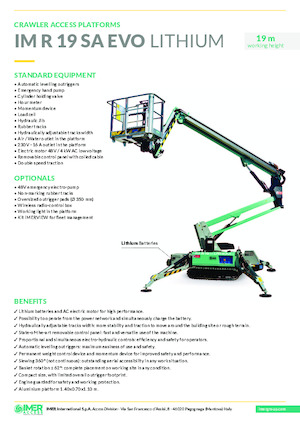 Zglobna podizna platforma na gusjenicama Imer IM R 19 SA Evo Lithium