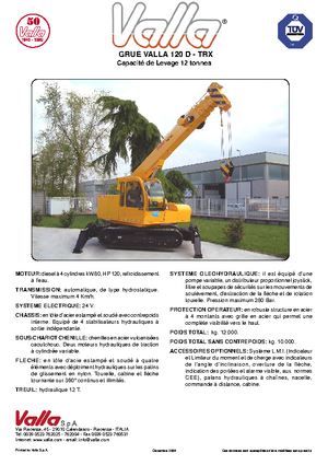 Dizalice gusjeničari - Teleskopska grana Valla 120 TRX-D